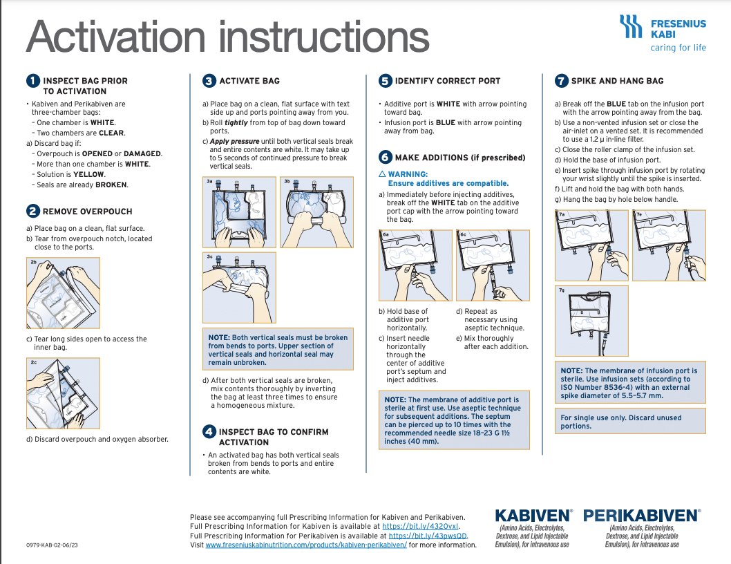 Kabiven Activation Instructions