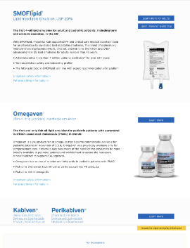Preview of the Products page